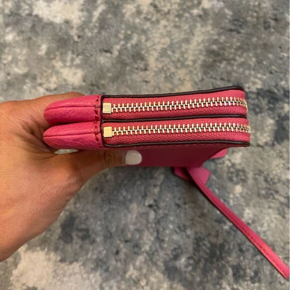 Coach Wristlet Double Zipper Small Wallet Pebbled Leather Watermelon #H1781 - Picture 6 of 15